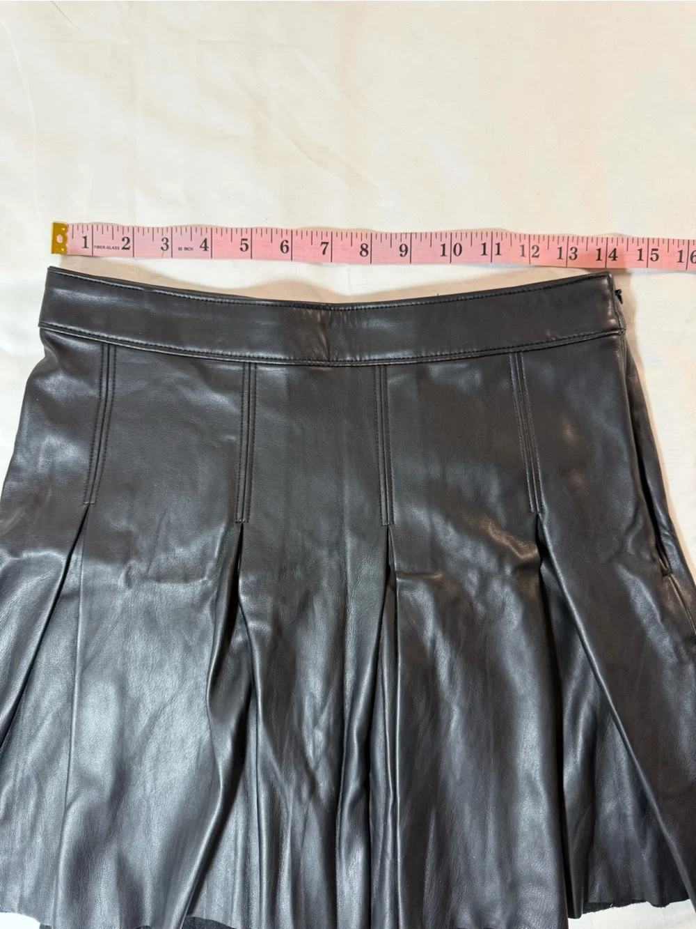 Hollister Black Faux Leather Pleated A-Line Skirt Size Medium